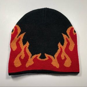 Nolan Glove Company Black Knit Beanie With Flame Design